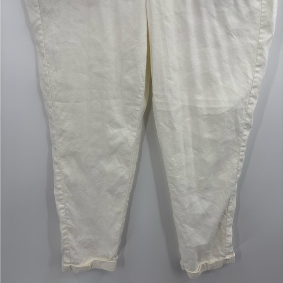 J.Jill Linen Stretch Boho White Straight Cuffed Bottom Leg Pants Large Petite LP - Picture 5 of 15